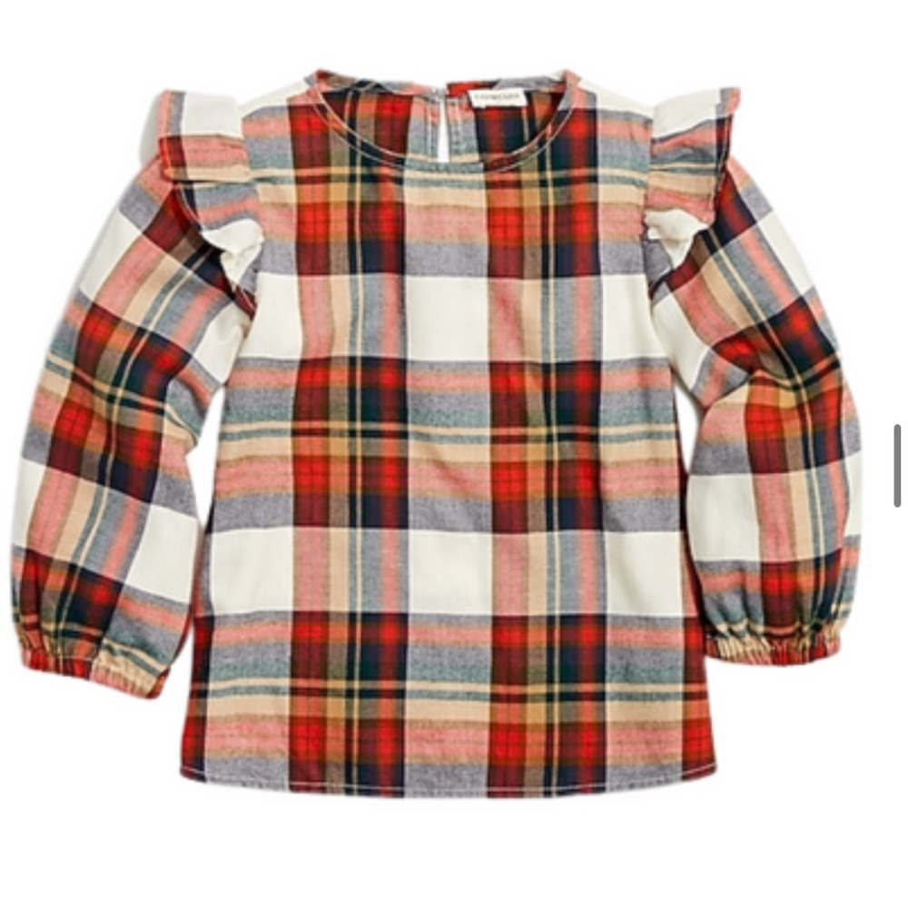 Crewcuts Plaid Ruffled Top - 3T